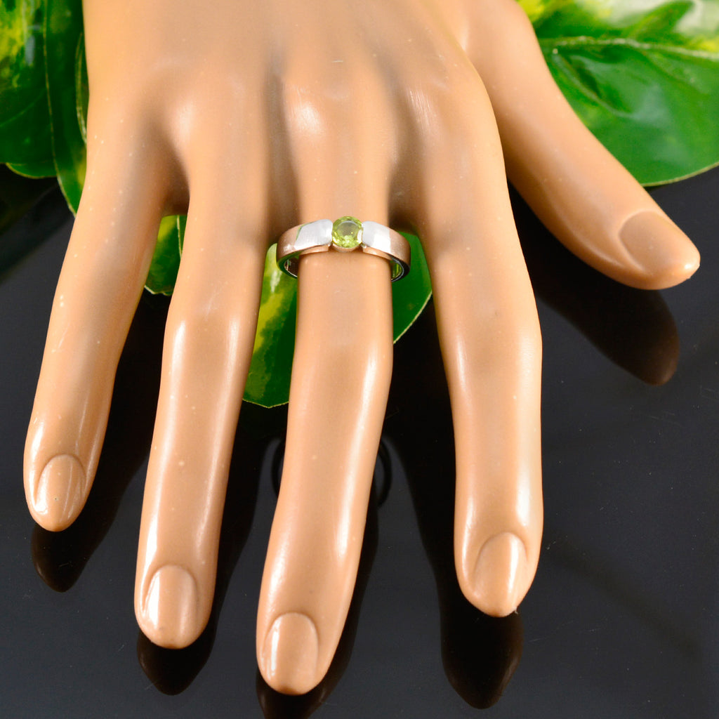 Peridot Solitaire Indian 925 Silver Green Gemstone Slim Abstract Ring Jewellery