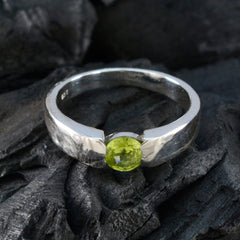 Peridot Solitaire Indian 925 Silver Green Gemstone Slim Abstract Ring Jewellery