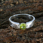 Peridot Solitaire Indian 925 Silver Green Gemstone Slim Abstract Ring Jewellery