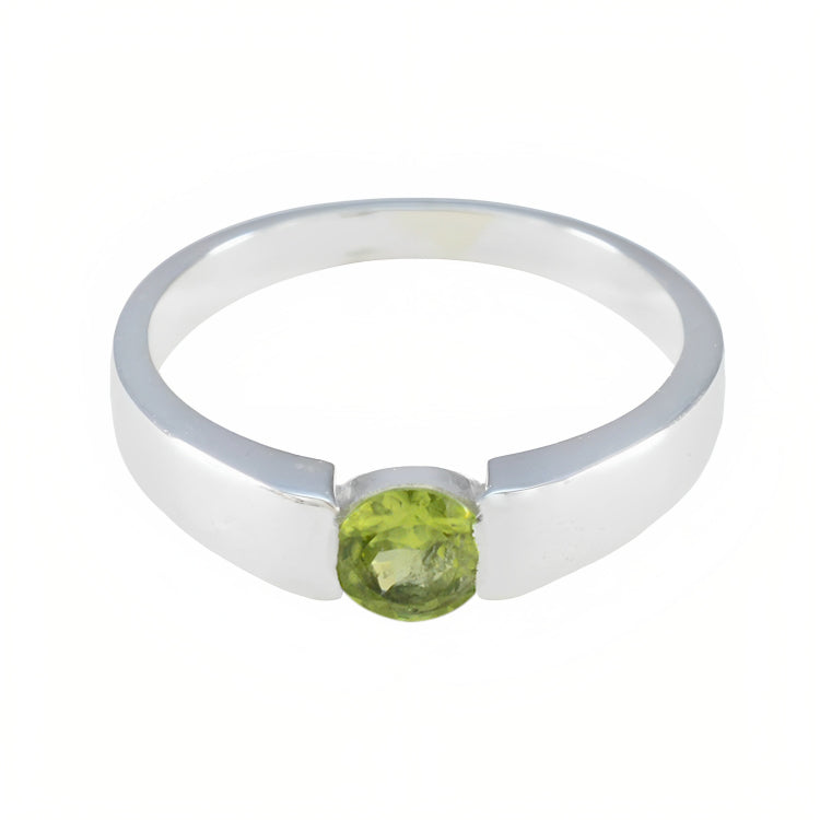 Peridot Solitaire Indian 925 Silver Green Gemstone Slim Abstract Ring Jewellery
