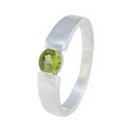 Peridot Solitaire Indian 925 Silver Green Gemstone Slim Abstract Ring Jewellery