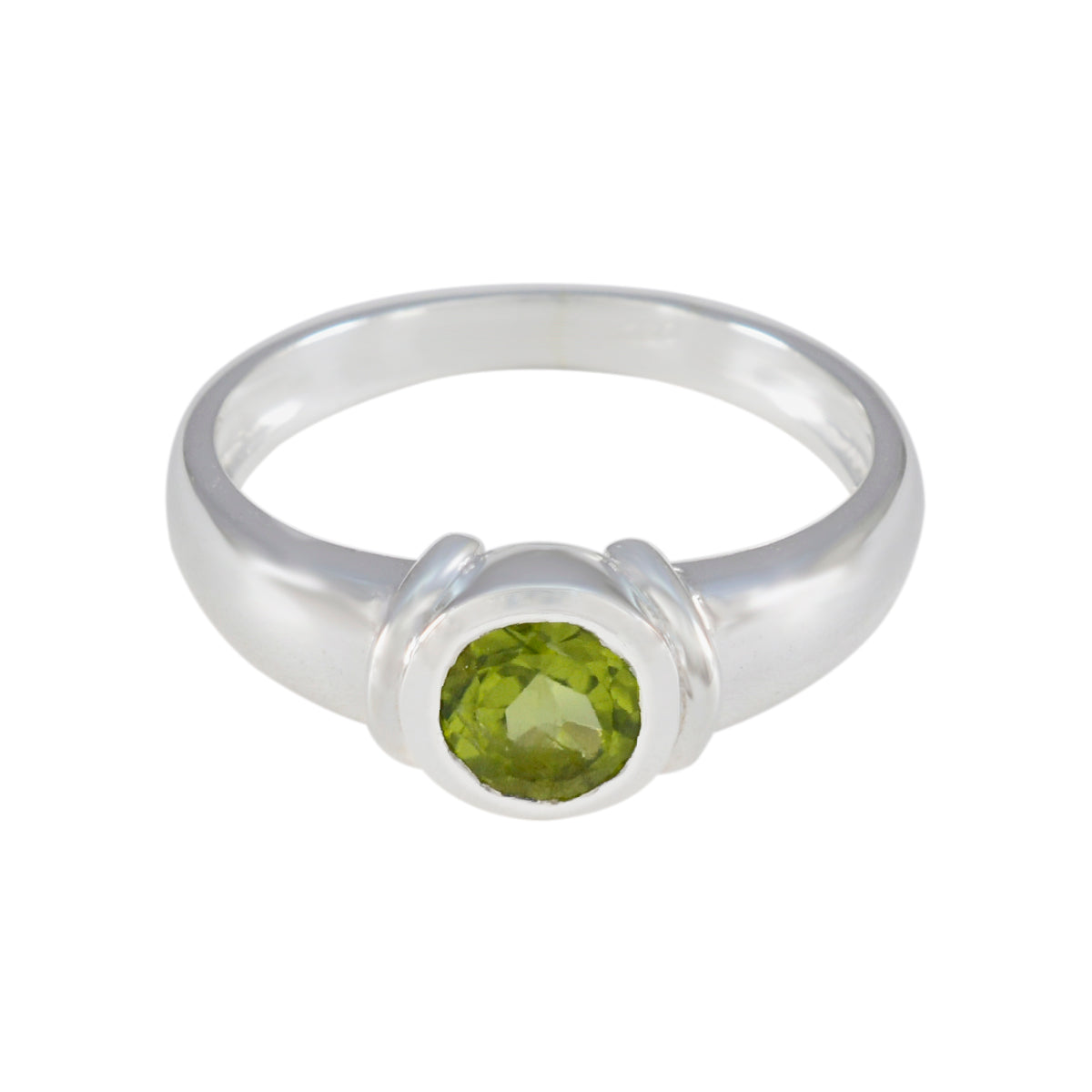 Peridot Solitär Französisch 925 Sterling Silber Grüner Edelstein Federleicht Trendy Ring Schmuck メイン画像