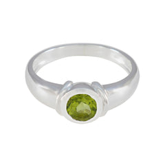Peridot Solitaire French 925 Sterling Silver Green Gemstone Featherlight Trendy Ring Jewellery