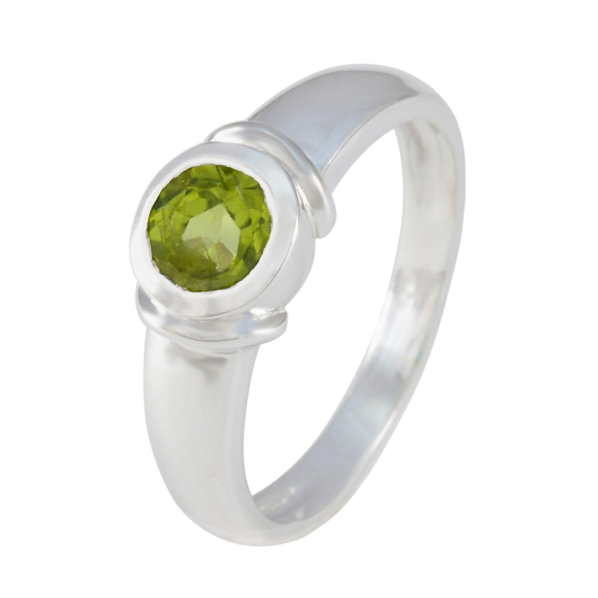 Peridot Solitaire French 925 Sterling Silver Green Gemstone Featherlight Trendy Ring Jewellery