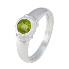 Peridot Solitaire French 925 Sterling Silver Green Gemstone Featherlight Trendy Ring Jewellery