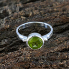 Peridot Solitaire German 925 Silver Green Gems Slim Modern Ring Jewellery