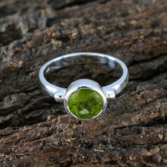 Peridot Solitaire German 925 Silver Green Gems Slim Modern Ring Jewellery