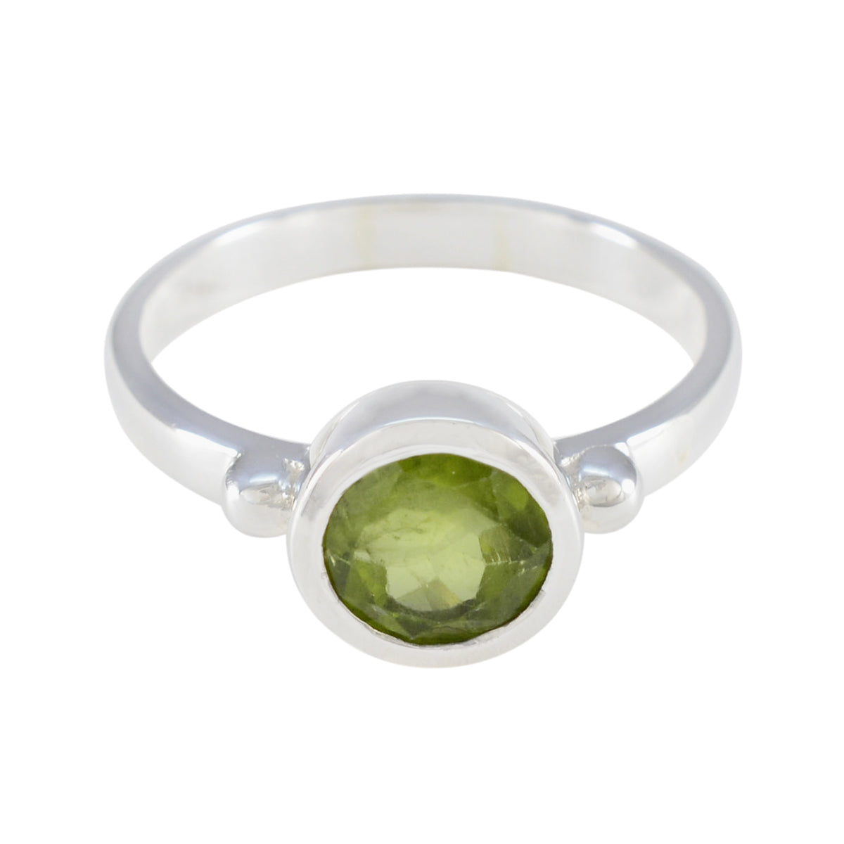 Peridot Solitär Deutsch 925 Silber Grüne Edelsteine Schlank Modern Ring Schmuck メイン画像