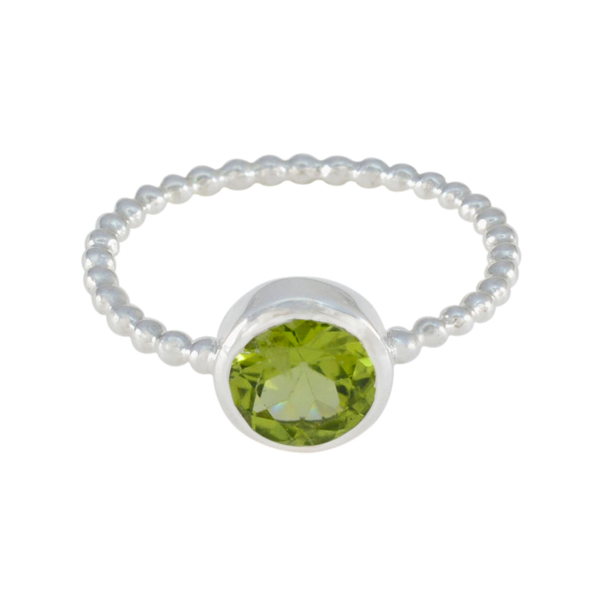 Peridot Solitär Koreanischer 925 Silber Grüne Edelsteine Zarter Twist Ring Schmuck Hauptbild