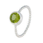 Peridot Solitaire Korean 925 Silver Green Gems Delicate Twist Ring Jewelry
