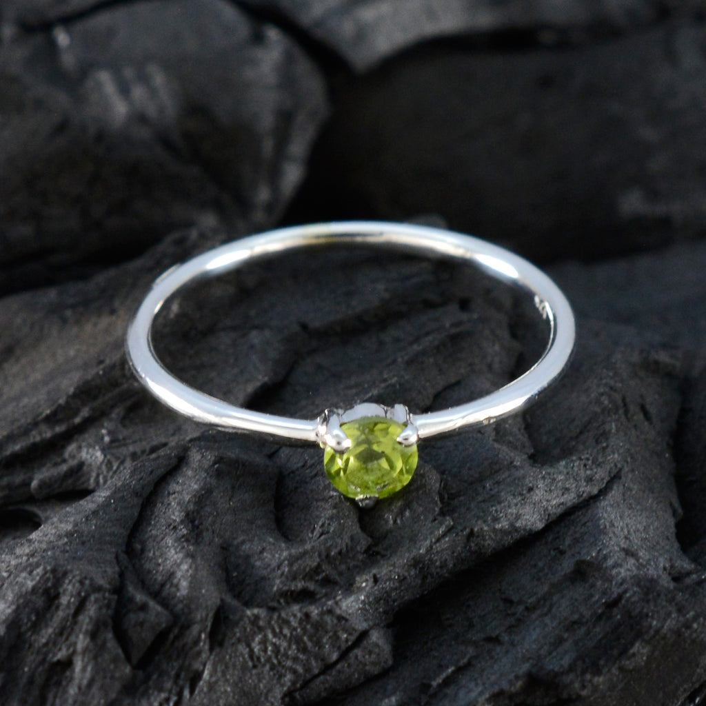 Peridot Solitaire Japanese Silver Green Gemstone Minimalist Modern Ring Jewellery
