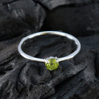Peridot Solitaire Japanese Silver Green Gemstone Minimalist Modern Ring Jewellery