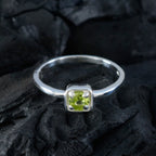 Peridot Solitaire Japanese 925 Sterling Silver Green Gems Delicate Abstract Ring Jewellery