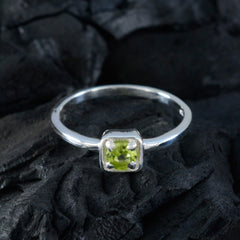 Peridot Solitaire Japanese 925 Sterling Silver Green Gems Delicate Abstract Ring Jewellery