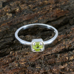 Peridot Solitaire Japanese 925 Sterling Silver Green Gems Delicate Abstract Ring Jewellery