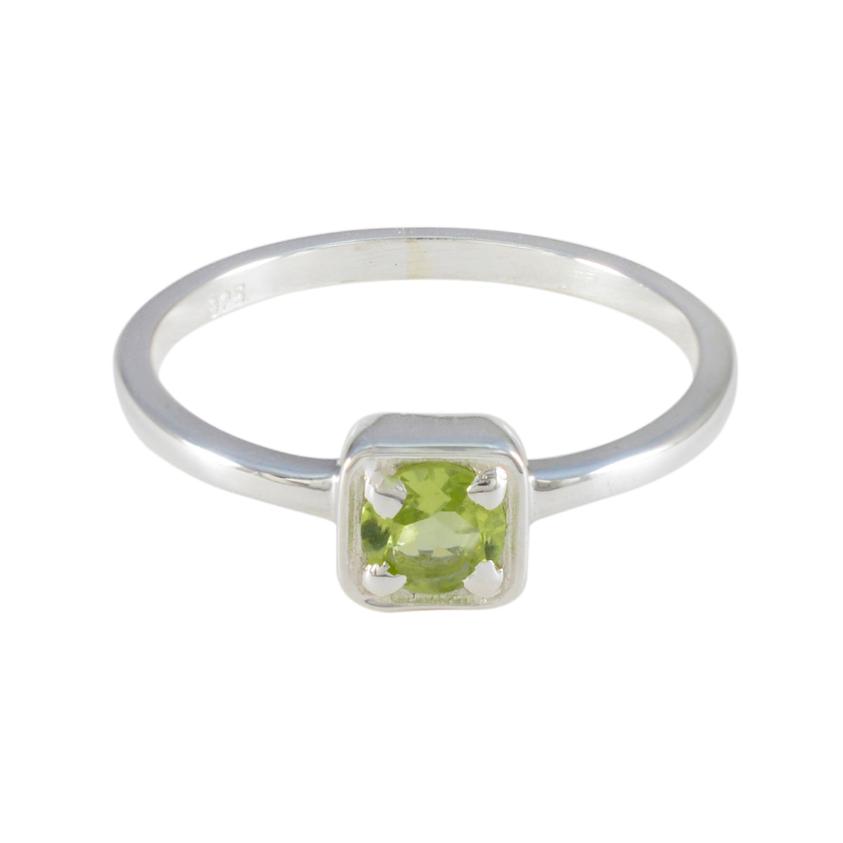 Peridot Solitaire Japanese 925 Sterling Silver Green Gems Delicate Abstract Ring Jewellery