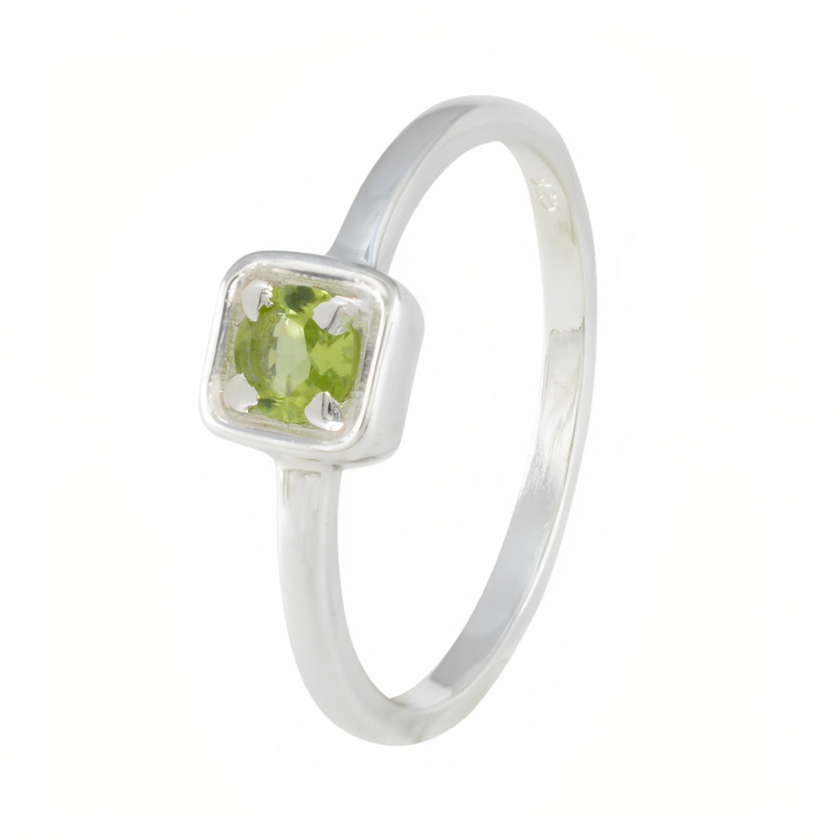 Peridot Solitaire Japanese 925 Sterling Silver Green Gems Delicate Abstract Ring Jewellery