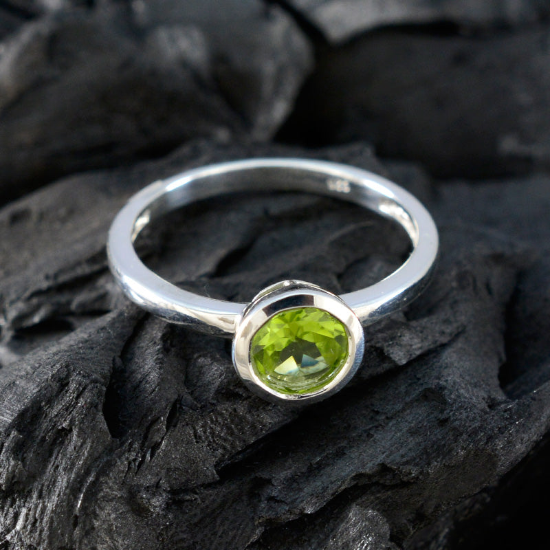Peridot Solitaire Korean Silver Green Gemstone Dainty Trendy Ring Jewellery