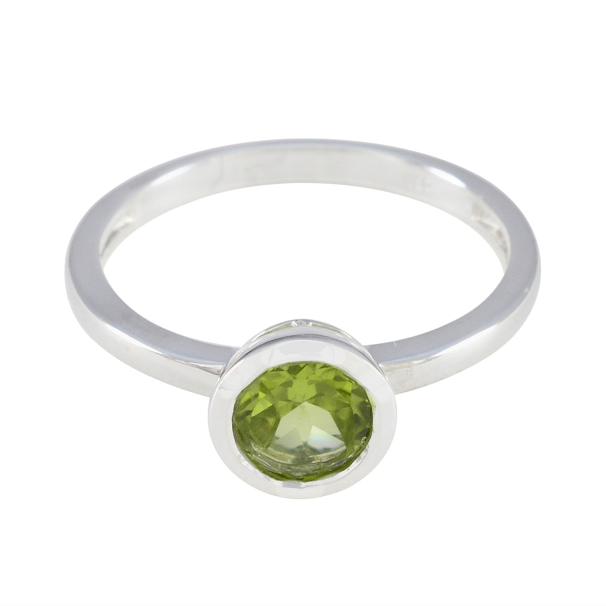 Peridot Solitaire Korean Silver Green Gemstone Dainty Trendy Ring Jewellery メイン画像