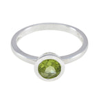 Peridot Solitaire Korean Silver Green Gemstone Dainty Trendy Ring Jewellery