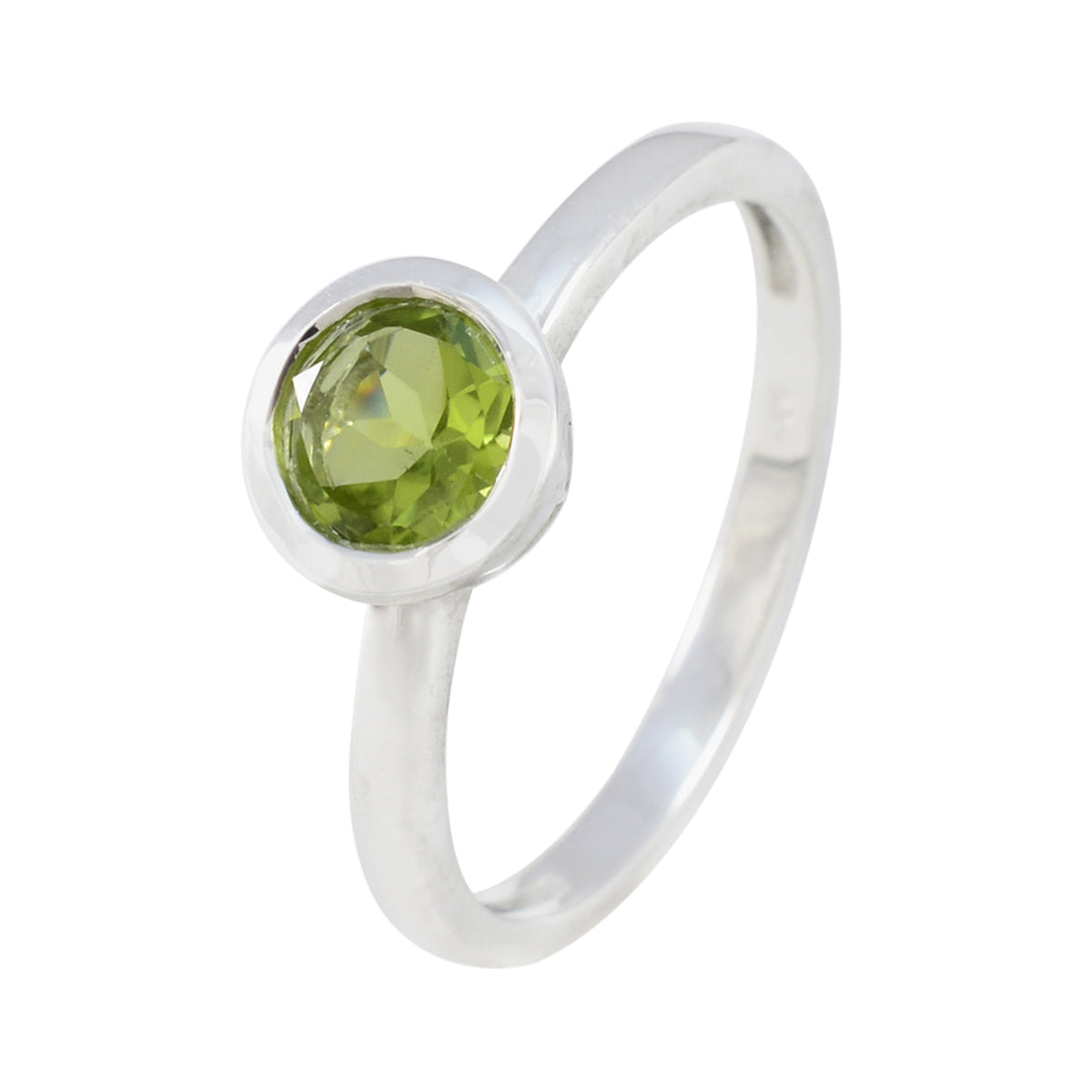 Peridot Solitaire Korean Silver Green Gemstone Dainty Trendy Ring Jewellery