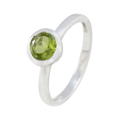 Peridot Solitaire Korean Silver Green Gemstone Dainty Trendy Ring Jewellery