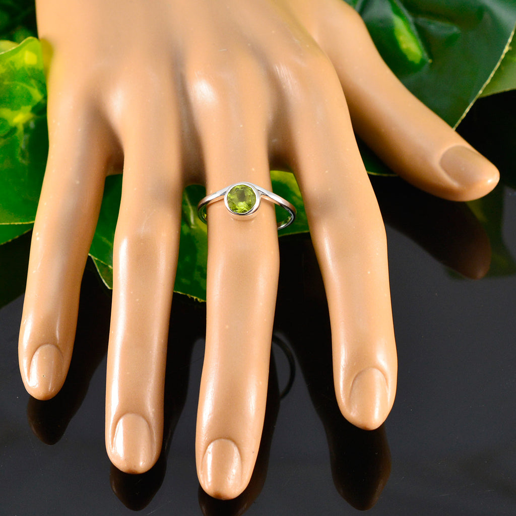Peridot Solitaire Japanese 925 Sterling Silver Green Gemstone Delicate Contemporary Ring Jewelry