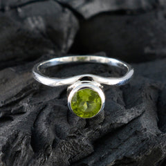 Peridot Solitaire Japanese 925 Sterling Silver Green Gemstone Delicate Contemporary Ring Jewelry