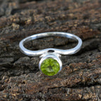 Peridot Solitaire Japanese 925 Sterling Silver Green Gemstone Delicate Contemporary Ring Jewelry