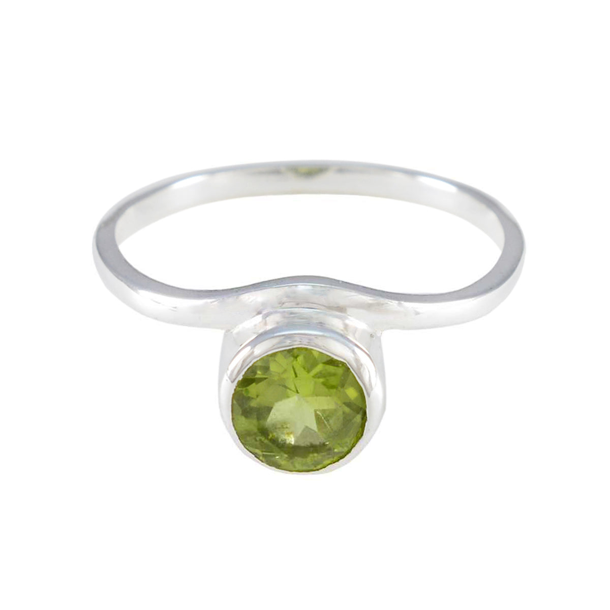 Peridot Solitaire Japanese 925 Sterling Silver Green Gemstone Delicate Contemporary Ring Jewelry メイン画像