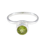 Peridot Solitaire Japanese 925 Sterling Silver Green Gemstone Delicate Contemporary Ring Jewelry