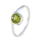 Peridot Solitaire Japanese 925 Sterling Silver Green Gemstone Delicate Contemporary Ring Jewelry