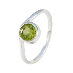 Peridot Solitaire Japanese 925 Sterling Silver Green Gemstone Delicate Contemporary Ring Jewelry