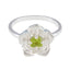 Peridot Solitaire German 925 Silver Green Gems Tiny Floral Ring Jewelry