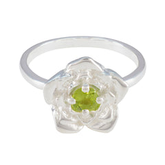 Peridot Solitaire German 925 Silver Green Gems Tiny Floral Ring Jewelry