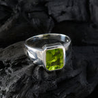 Peridot Solitaire Egyptian 92.5 Silver Green Gems Eye catching Trendy Ring Jewellery