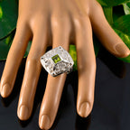 Peridot Solitaire Egyptian Silver Green Gemstones Chunky Signet Ring Jewellery