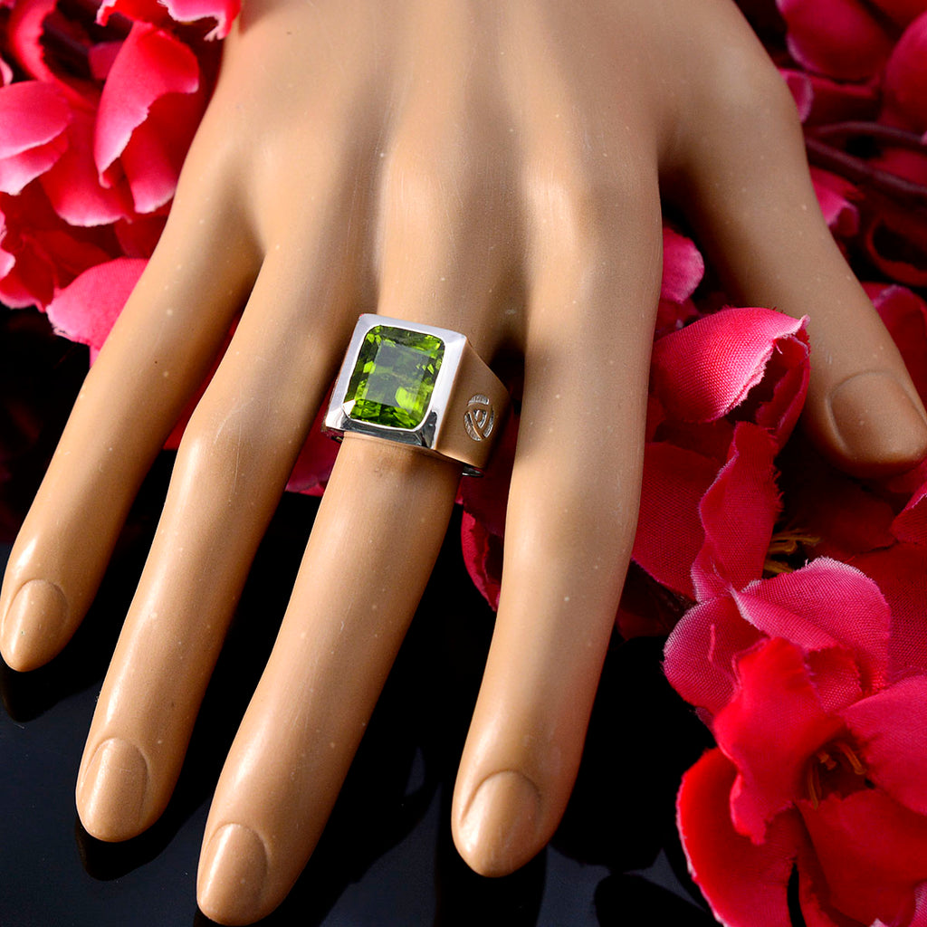 Peridot Solitaire African 925 Silver Green Gemstones Essential  Armor Ring Jewelry