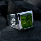 Peridot Solitaire African 925 Silver Green Gemstones Essential  Armor Ring Jewelry