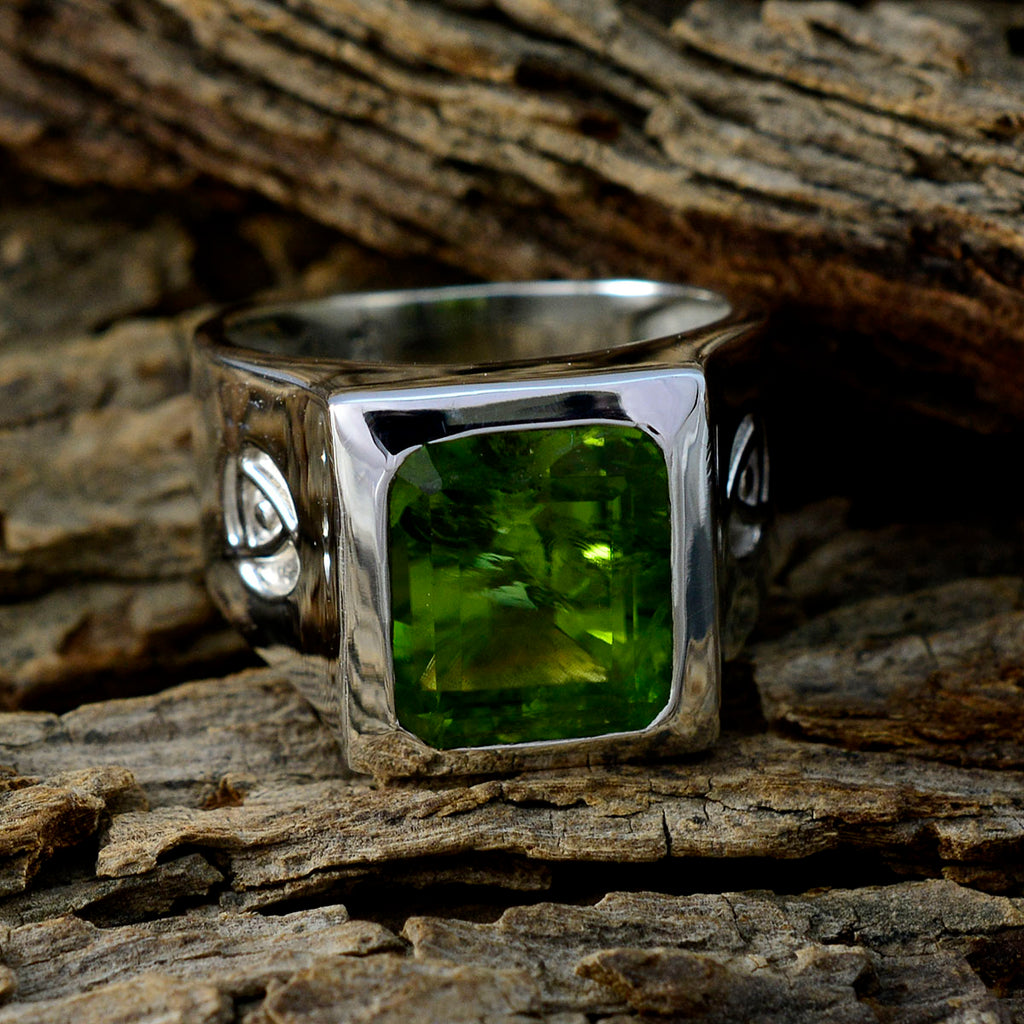 Peridot Solitaire African 925 Silver Green Gemstones Essential  Armor Ring Jewelry