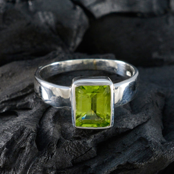 Peridot Solitaire Indian 92.5 Silver Green Gemstones Slim Sophisticated Ring Jewelry