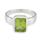 Peridot Solitaire Indian 92.5 Silver Green Gemstones Slim Sophisticated Ring Jewelry