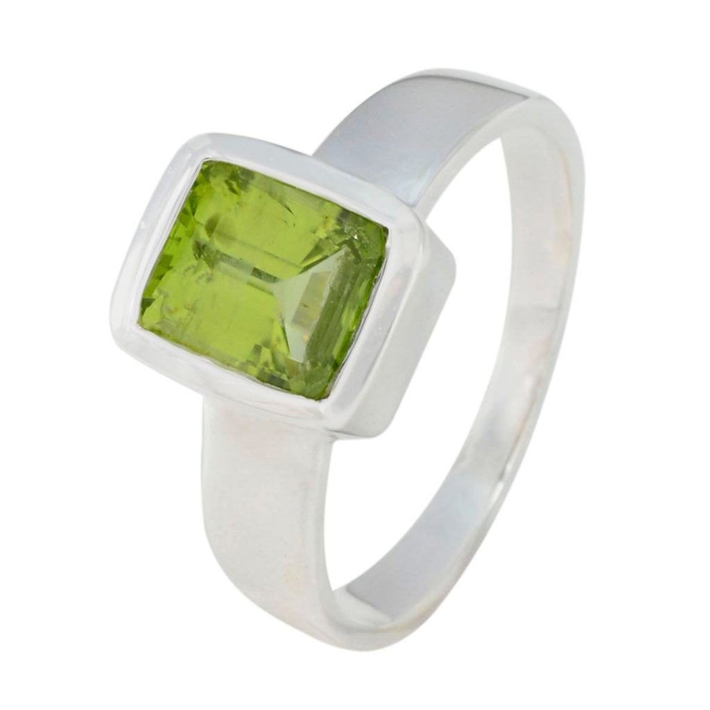 Peridot Solitaire Indian 92.5 Silver Green Gemstones Slim Sophisticated Ring Jewelry