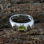 Peridot Solitaire French 92.5 Silver Green Gemstone Tiny Abstract Ring Jewellery