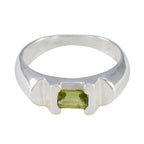 Peridot Solitaire French 92.5 Silver Green Gemstone Tiny Abstract Ring Jewellery