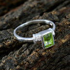 Peridot Solitaire Japanese Sterling Silver Green Gems Whisper thin Glamorous Ring Jewellery