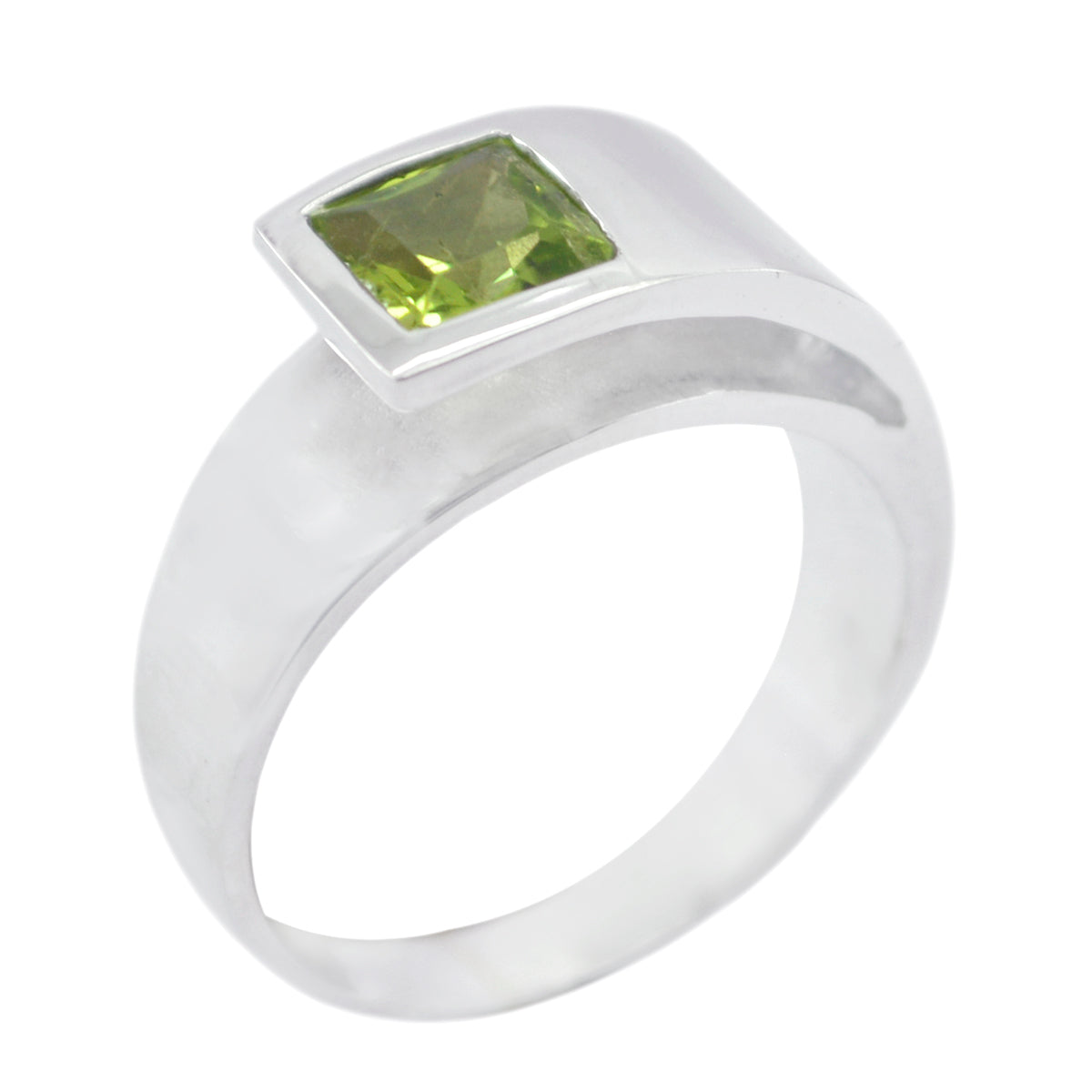 Peridot Solitaire Russian 925 Sterling Silver Green Gemstone Minimal Romantic Ring Jewelry Hoofdafbeelding