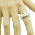 Peridot Solitaire Russian 925 Sterling Silver Green Gemstone Minimal Romantic Ring Jewelry