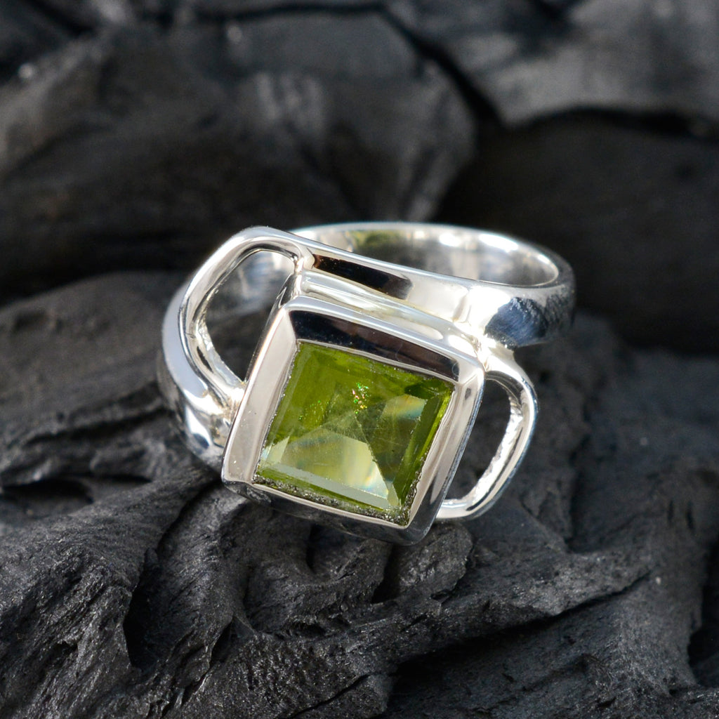Peridot Solitaire Indian 925 Silver Green Gemstones Minimal Boho Ring Jewelry