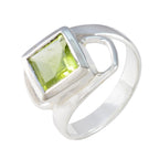 Peridot Solitaire Indian 925 Silver Green Gemstones Minimal Boho Ring Jewelry